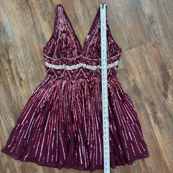 ASOS sequin fit and flare skater embellished mini dress US 8 glam formal party - Picture 8 of 12